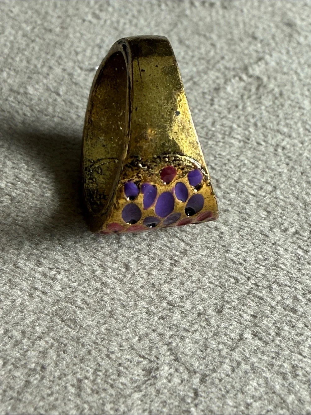Gold-Tone Floral Enamel Statement Ring in Pink & Purple